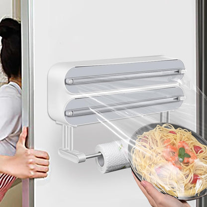 3 in 1 Plastic Wrap Dispenser with Cutter Magnetic Aluminum Foil