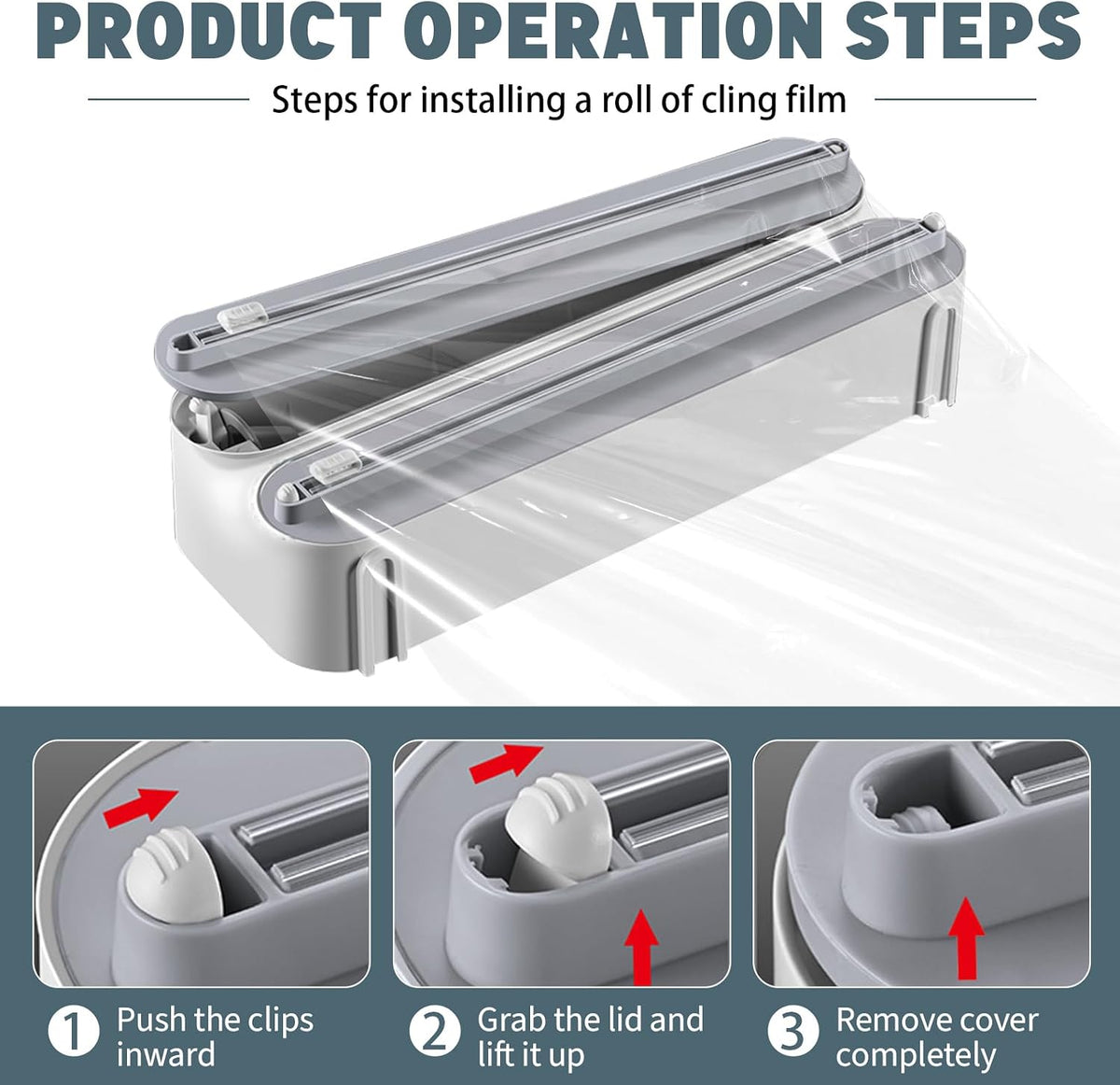 3 in 1 Plastic Wrap Dispenser with Cutter Magnetic Aluminum Foil