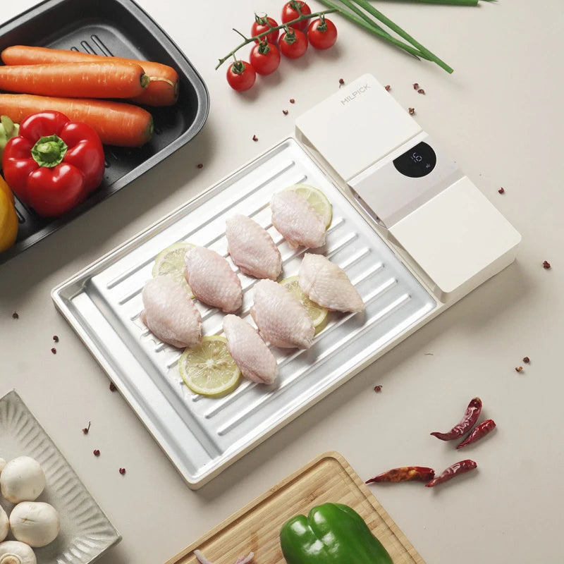 Kitchen Smart Tools Aluminum Electric Defroster Tray for Rapid Meat Pork Seafood Frozen Food Thawing for Steak and Poultry