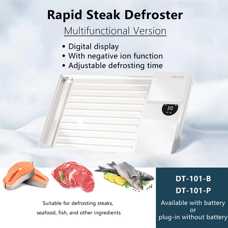 Kitchen Smart Tools Aluminum Electric Defroster Tray for Rapid Meat Pork Seafood Frozen Food Thawing for Steak and Poultry